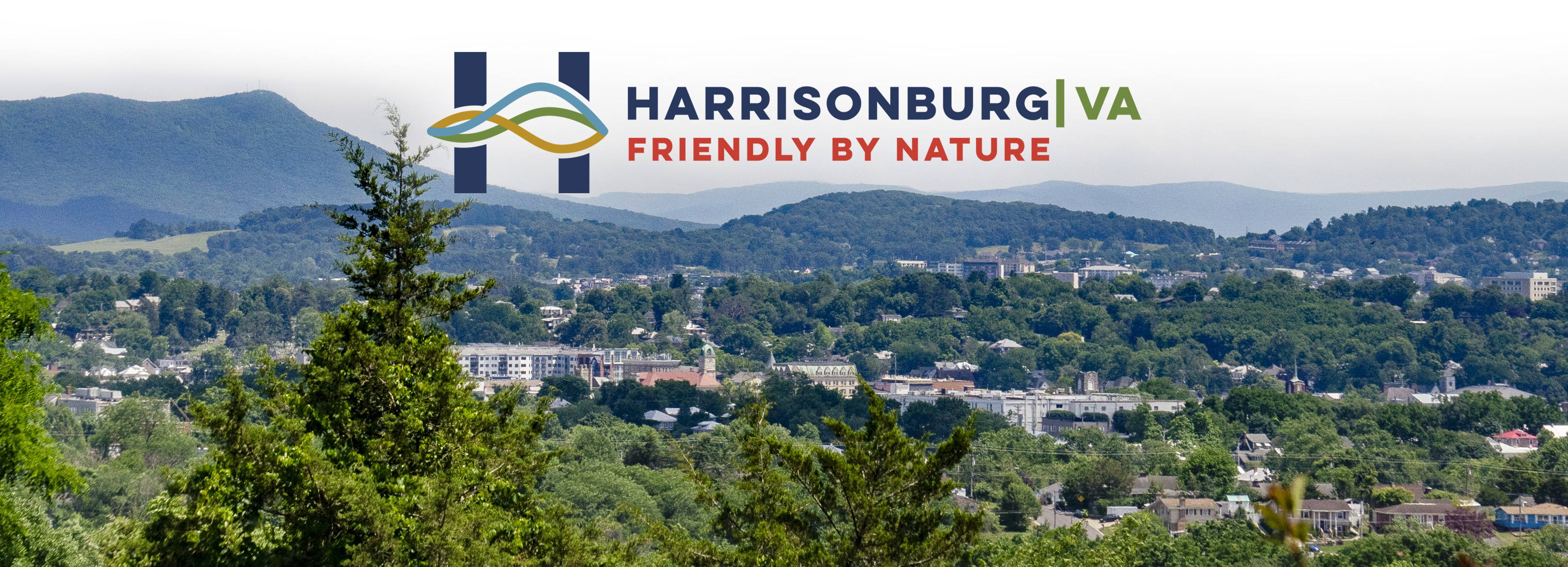 Harrisonburg landscape with text Harrisonburg VA Friendly by Nature