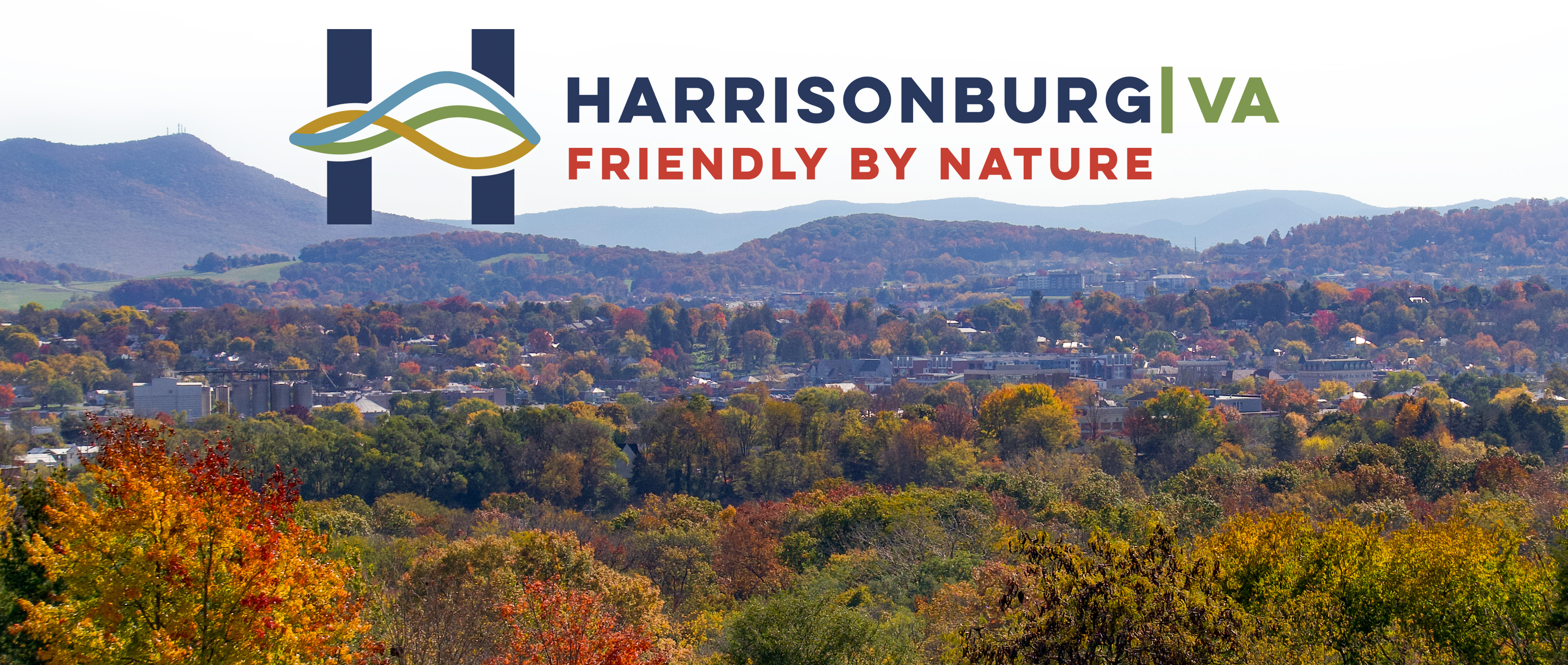 Harrisonburg landscape with text Harrisonburg VA Friendly by Nature