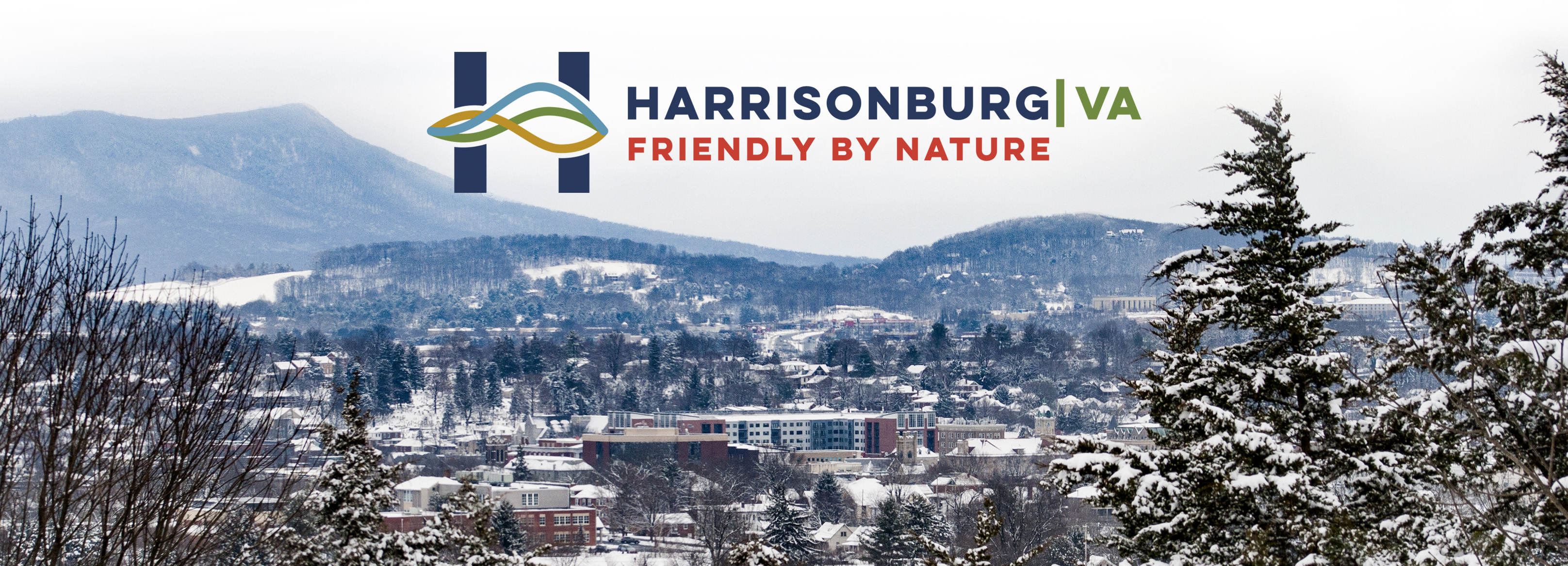 Harrisonburg landscape with text Harrisonburg VA Friendly by Nature