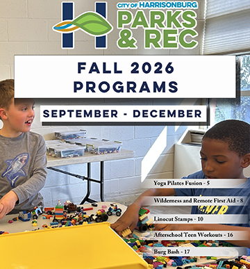 Text reads "Fall 2026 programs September - December" with children playing with Legos.