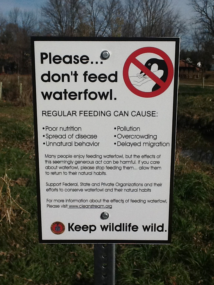 Do Not Feed Waterfowl signage