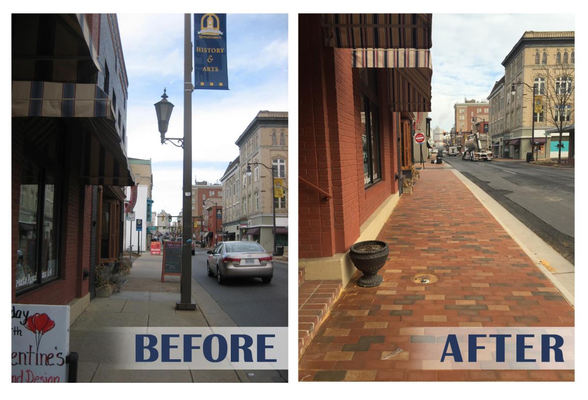 Before and After downtown streetscape project