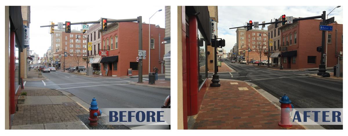 Before and After downtown streetscape project
