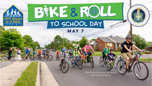 Harrisonburg City School students enjoy participating in Bike to School Day in May 2024. 
